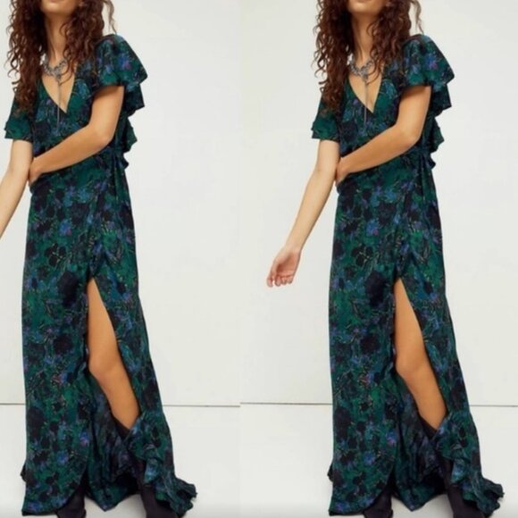 Free People Josephine Silk Maxi Dress size Large - Picture 1 of 5